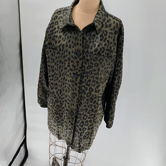 Zara Animal Print Overshirt, Size M lapel collar long cuffed Sleeves shacket - Picture 4 of 14